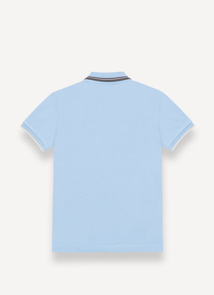 3598N POLO WITH THREE-COLORED LINES ON NECK AND STRIPES ON ARMHOLES - ANGELIC BLUE