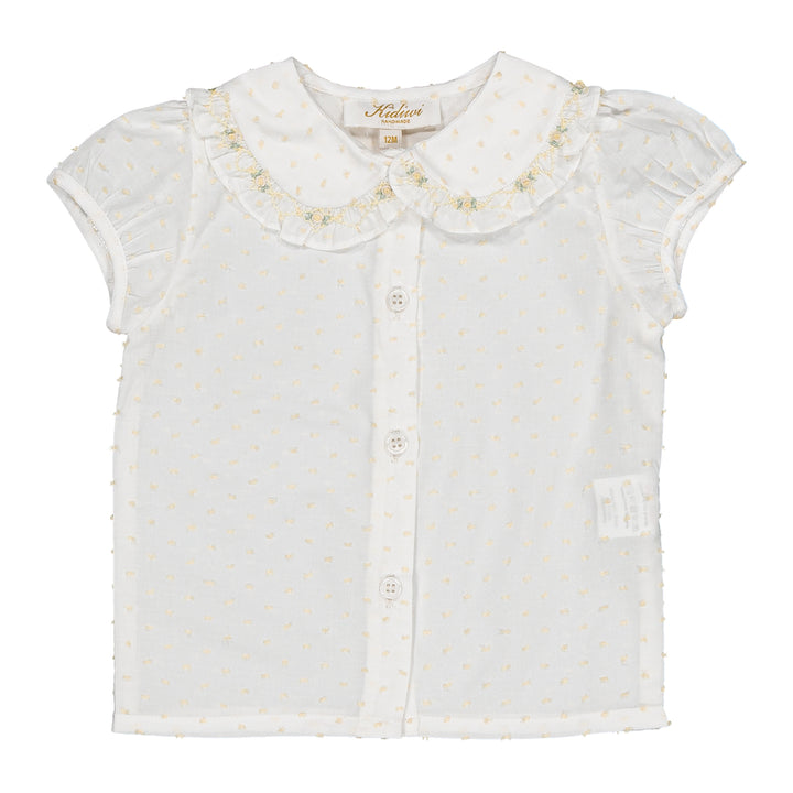 36192-TX027 BLOUSES&SHIRTS - WHITE VEIL WITH YELLOW PLUMETIS
