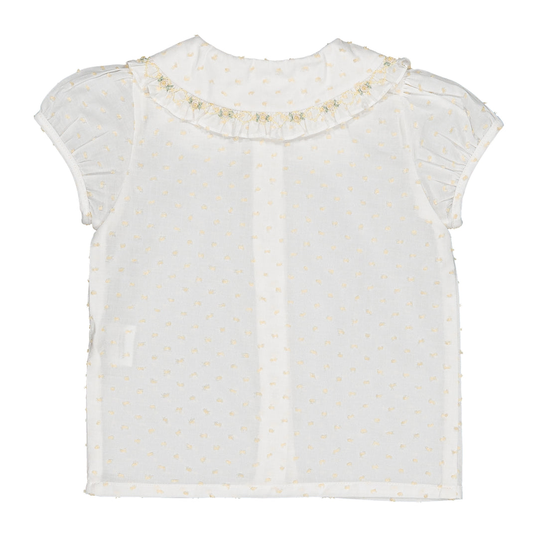 36192-TX027 BLOUSES&SHIRTS - WHITE VEIL WITH YELLOW PLUMETIS