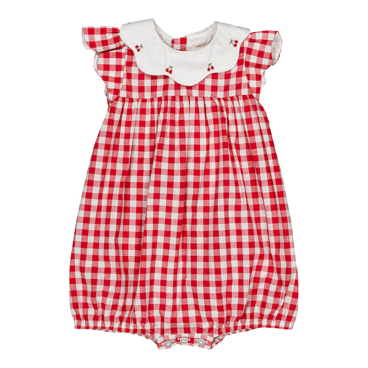 36232-TC021 ROMPERS - MEDIUM RED GINGHAM