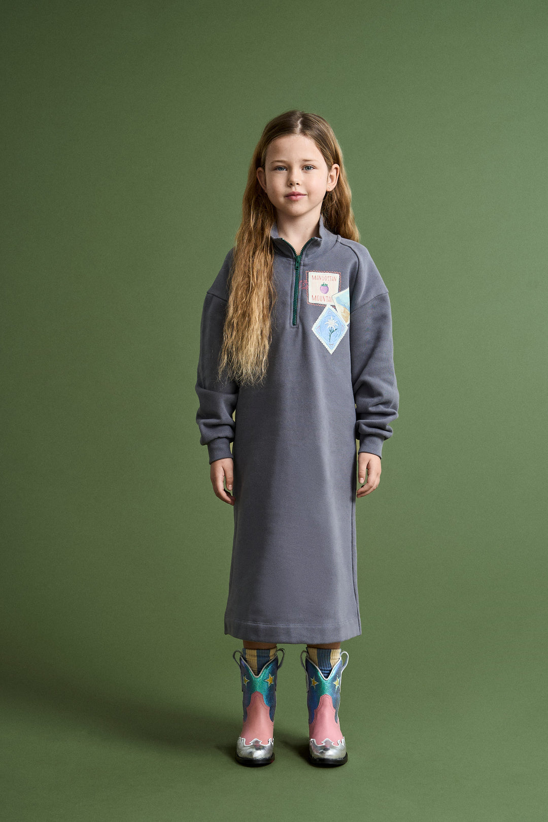 26201318 POSTCARD ZIPPER SWEATDRESS GREY