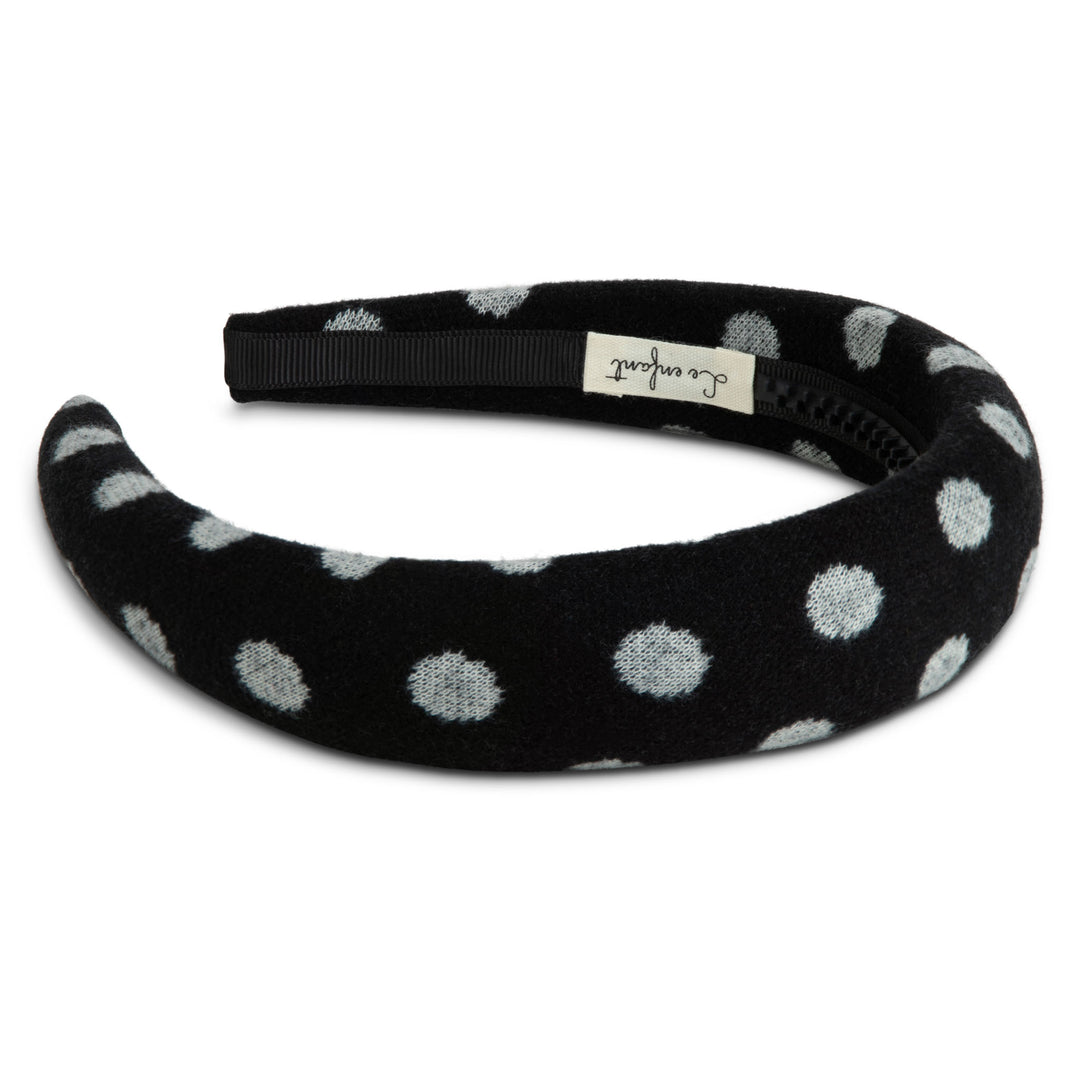 Sweater printed hairbands-Black polka dot