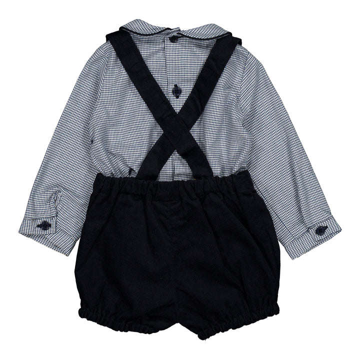 37262 AYMERIC & JACQUES BABY BOY SET - BLUE-GREY TARTAN & NAVY CORDUROY