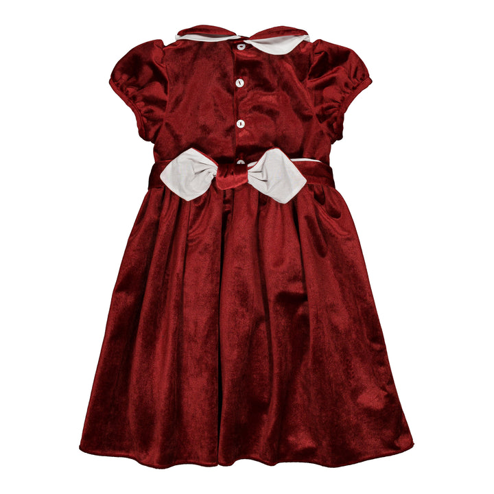 37311 MATHILDE SMOCKED GIRL DRESS - BURGUNDY VELVET