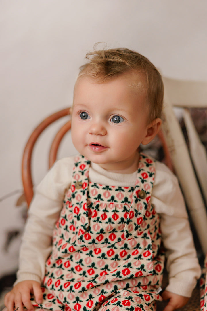 P8816 PRINTED CORD ROMPER-CREAM