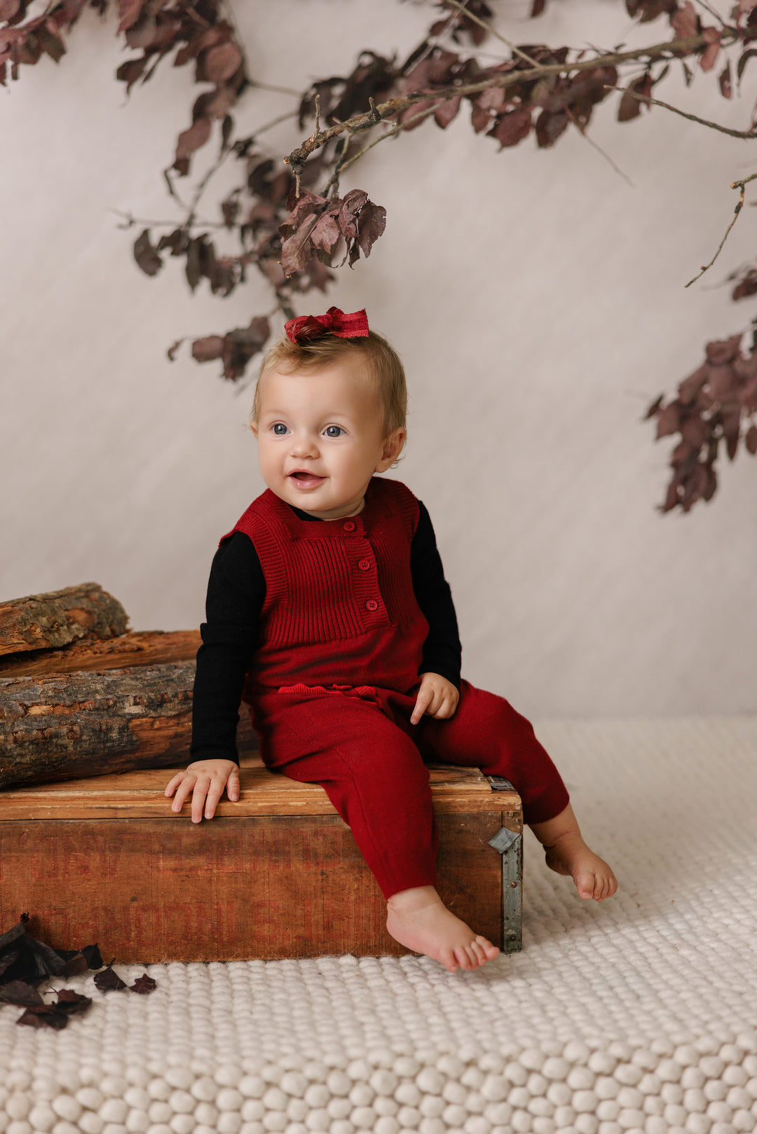 P8706 TONAL RED KNIT ROMPER-RED