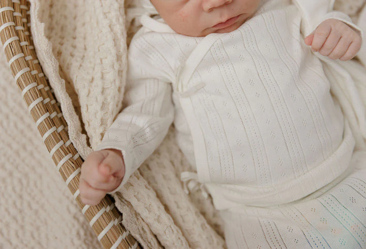 EMBROIDERED SQUIGGLE POINTELLE-BOYS CREAM-4 PC BRIS SET