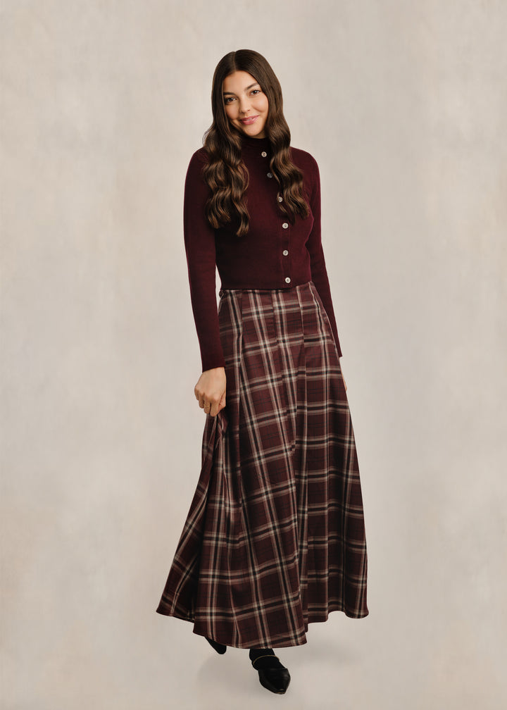 RVW650S-A Brown/Burgundy Horsebit Plaid Skirt