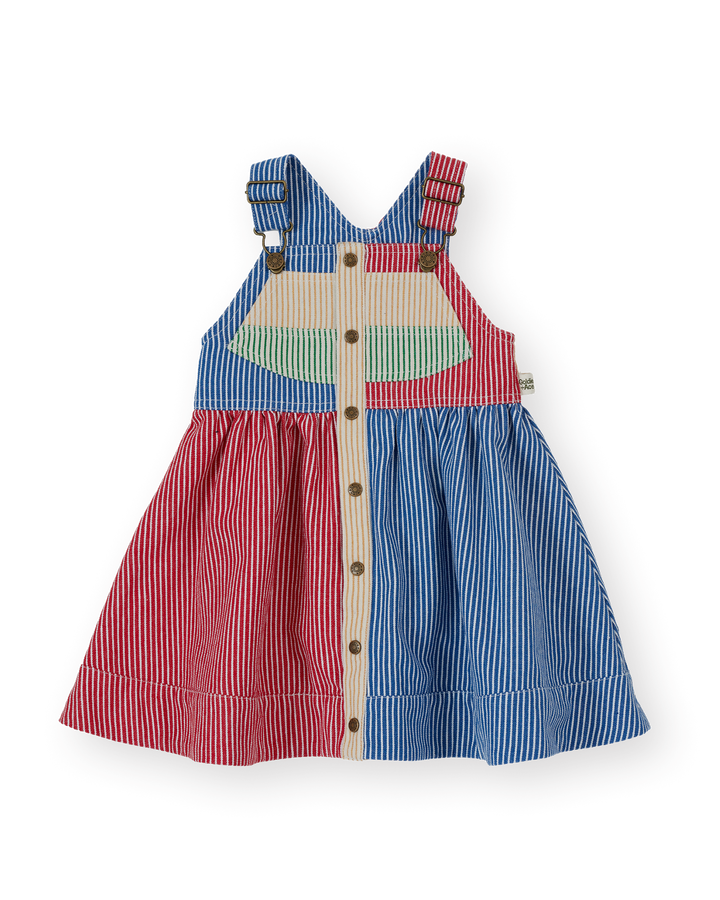 PATCHWORK STRIPE HEIDI PINAFORE DRESS