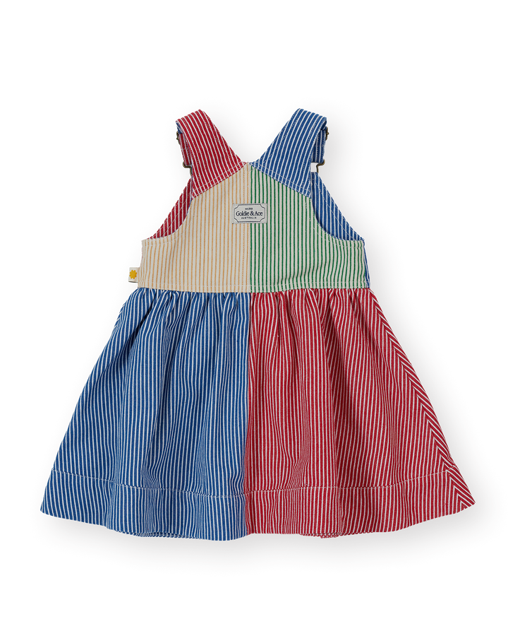 PATCHWORK STRIPE HEIDI PINAFORE DRESS