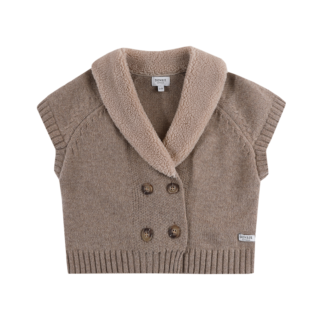 NANNIE MERINO WOOL WAISTCOAT-Milk Chocklate.Melange