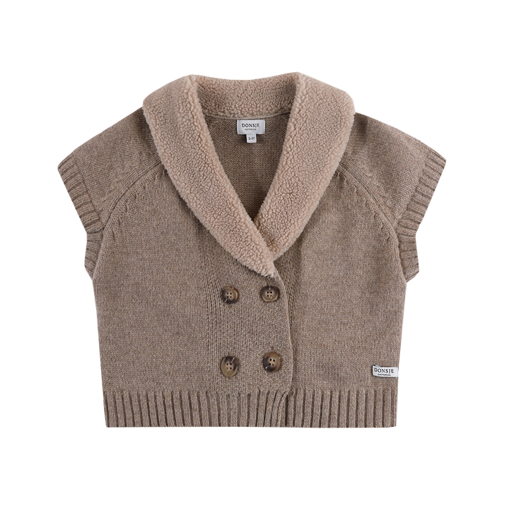 NANNIE MERINO WOOL WAISTCOAT-Milk Chocklate.Melange