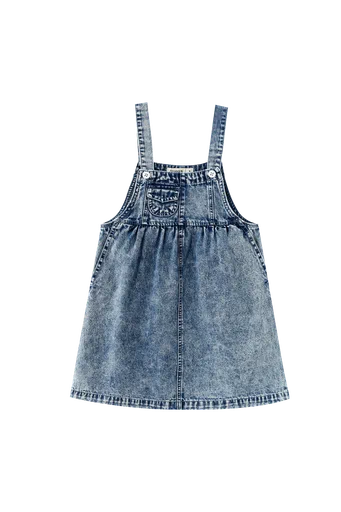 WASHED DENIM WAISTED JUMPER-CHAMBRAY