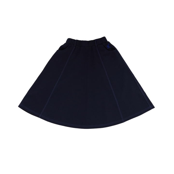 HK438-NAVY STITCHED SKIRT