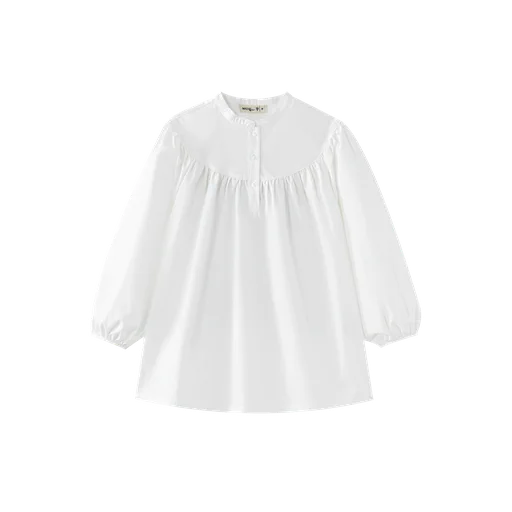ROUND YOKE BLOUSE-WHITE
