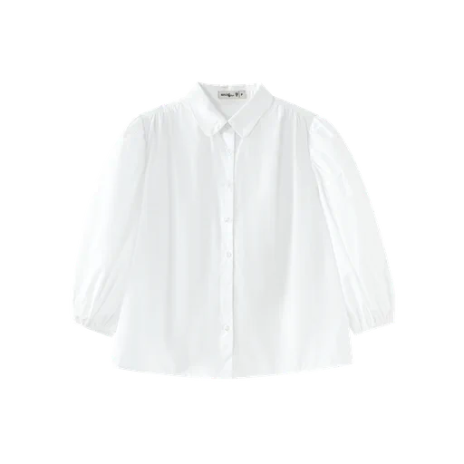 GATHERED SHOULDER BLOUSE-WHITE
