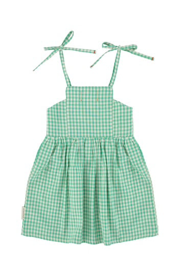 SS26.USAMN2615A-LONG DRESS - GREEN ECRU CHECKERED
