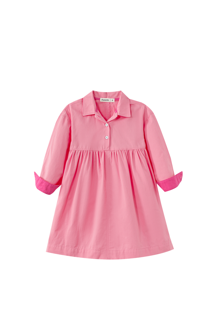 WAISTED SHIRTDRESS-PINK