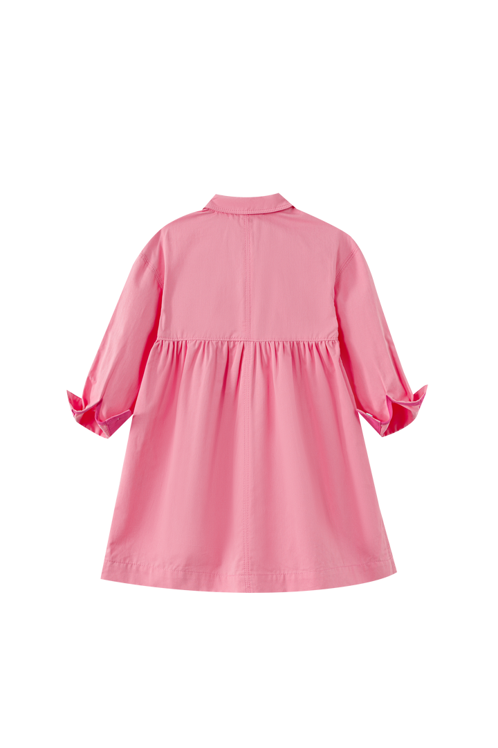 WAISTED SHIRTDRESS-PINK
