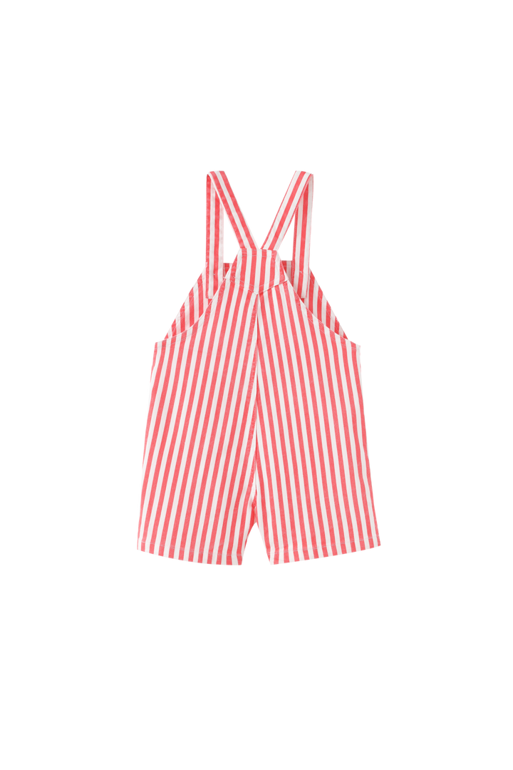 STRIPED SHORTALL WITH CENTER POCKET-RED STRIPED