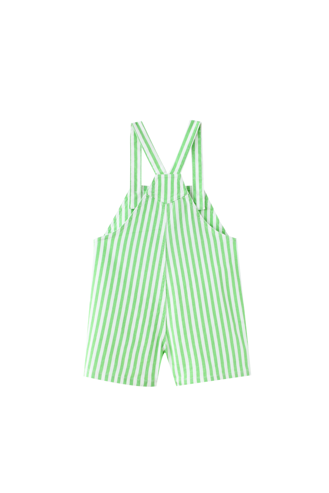 STRIPED SHORTALL WITH CENTER POCKET-GREEN STRIPED