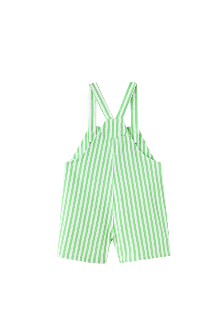 STRIPED SHORTALL WITH CENTER POCKET-GREEN STRIPED
