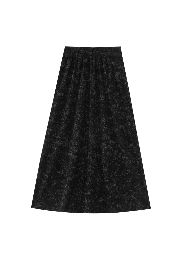 HEATHERED MAXI SKIRT-BLACK HEATHER