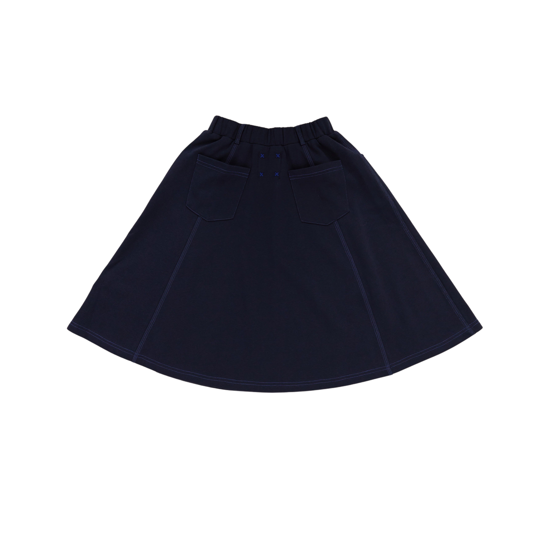 HK438-NAVY STITCHED SKIRT