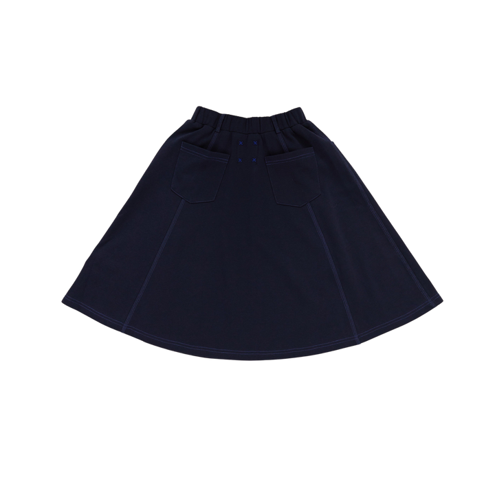 HK438-NAVY STITCHED SKIRT