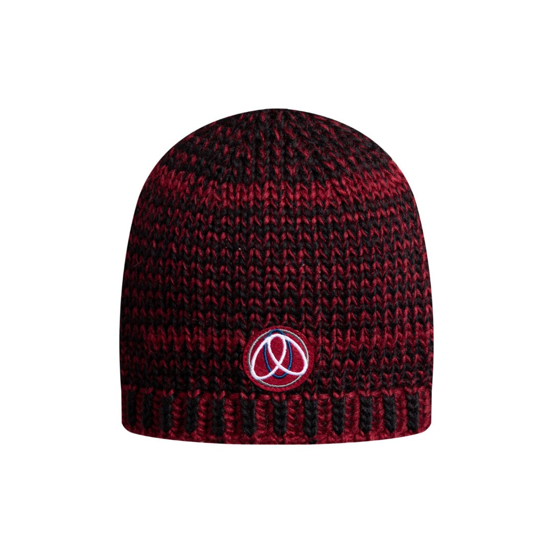 F25-5053-KNIT BEANIE-Black/Cherry
