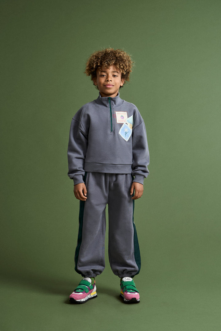 26200305 POSTCARD ZIPPER SWEATSHIRT GREY