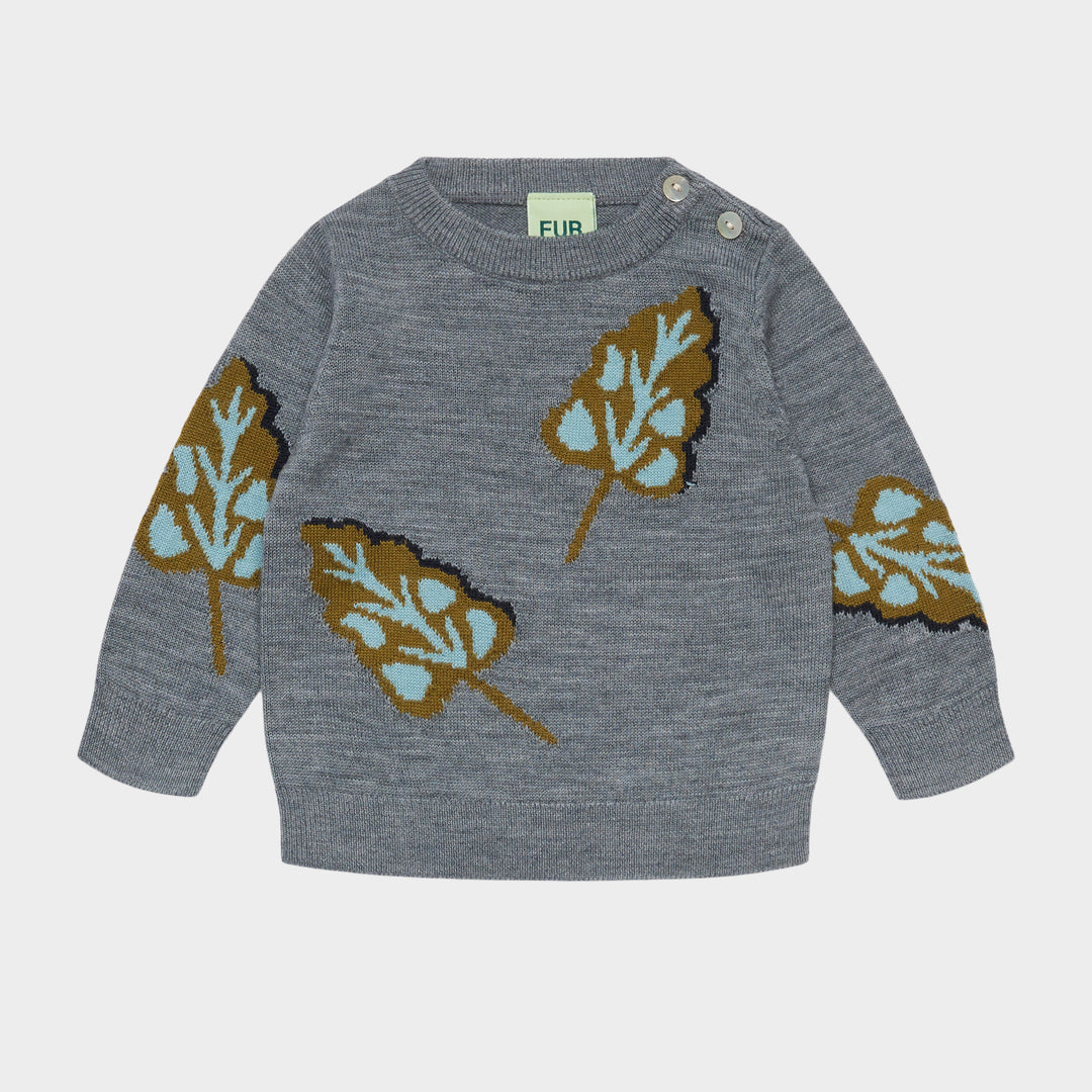 5326 BABY JAQUARD CREW - STEEL
