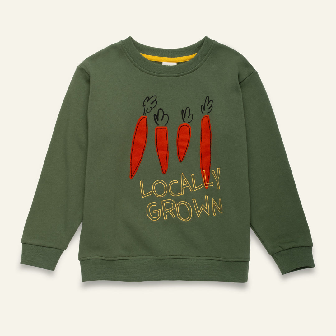 F26-B3101 LOCALLY GROWN SWEATSHIRT -  GREEN PASTURES / CARROT