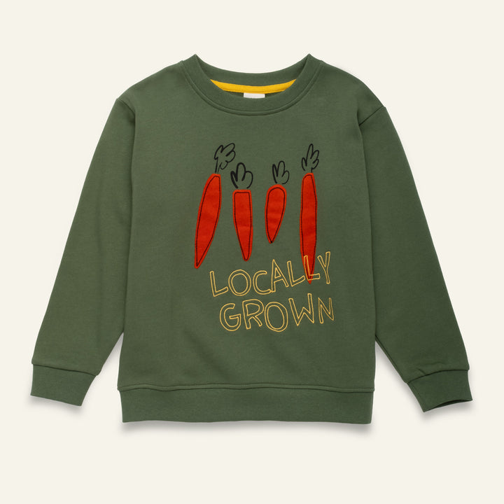 F26-B3101 LOCALLY GROWN SWEATSHIRT -  GREEN PASTURES / CARROT