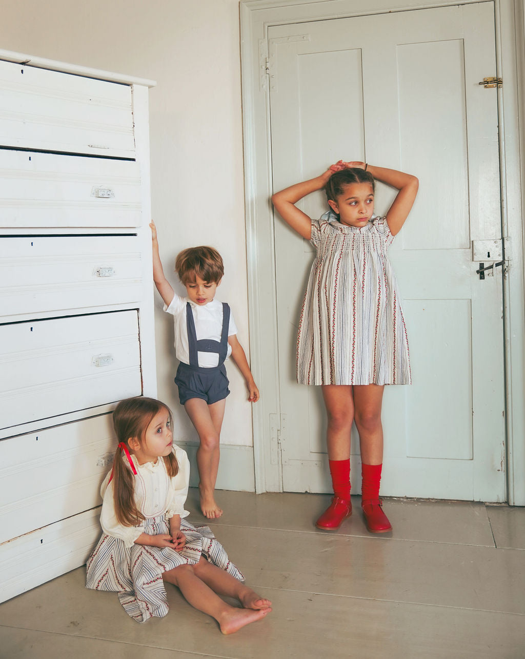 C-25400-Smock Chest Floral Print Dress Floral