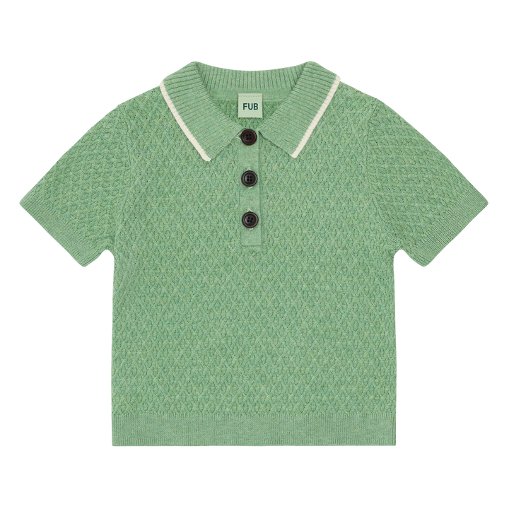 6326 SS BABY WAFFLE POLO APPLE MELANGE