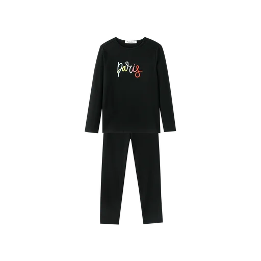 SCRIBBLED PARIS PAJAMA-BLACK