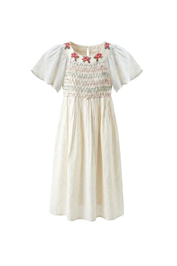 JULIA DRESS-HANDMSOCK AND ROSE EMBROIDERY