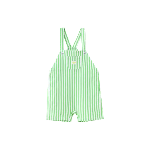 STRIPED SHORTALL WITH CENTER POCKET-GREEN STRIPED