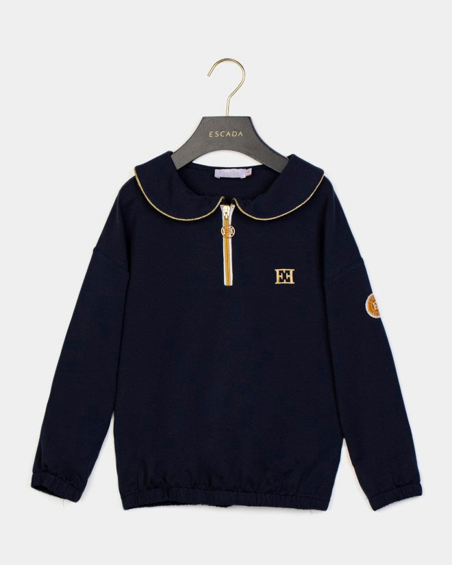71330776-SWEATSHIRT, SWEAT LYCRA, EMBROIDERY/BADGE-NAVY BLAZER