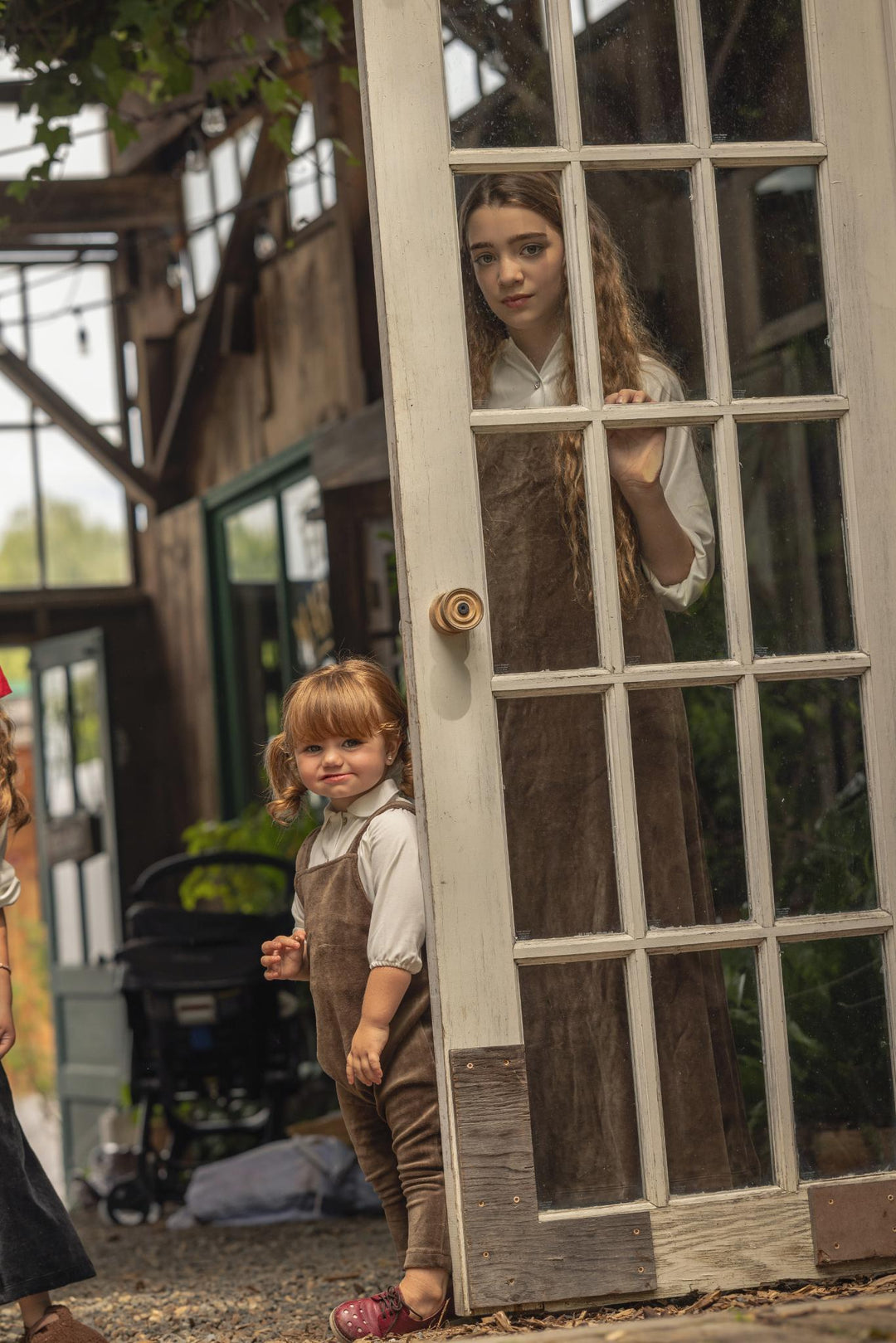 31093 Velour Pinafore Overalls - Deep Taupe