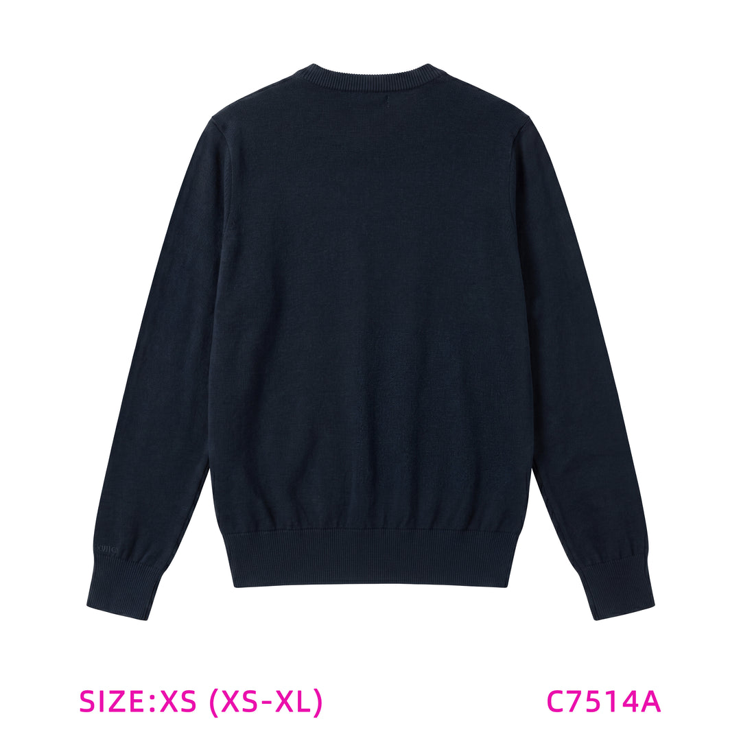 C7514A-NAVY ROUND NECK SWEATER