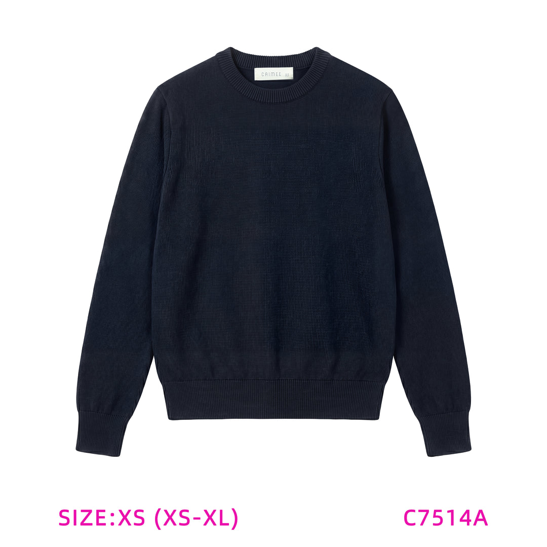 C7514A-NAVY ROUND NECK SWEATER
