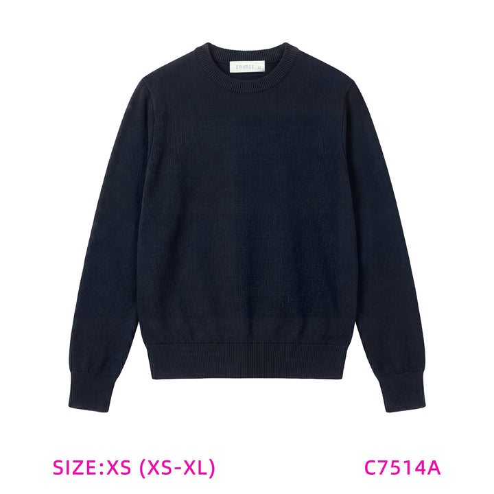 C7514A-NAVY ROUND NECK SWEATER