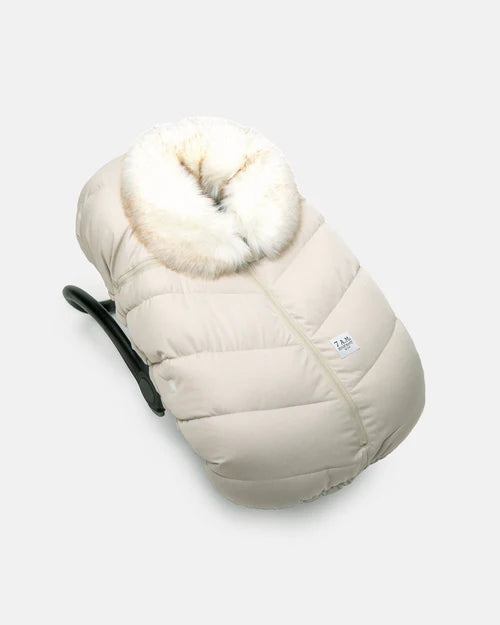 Car Seat Cover Cocoon-White Fur/Beige Heather