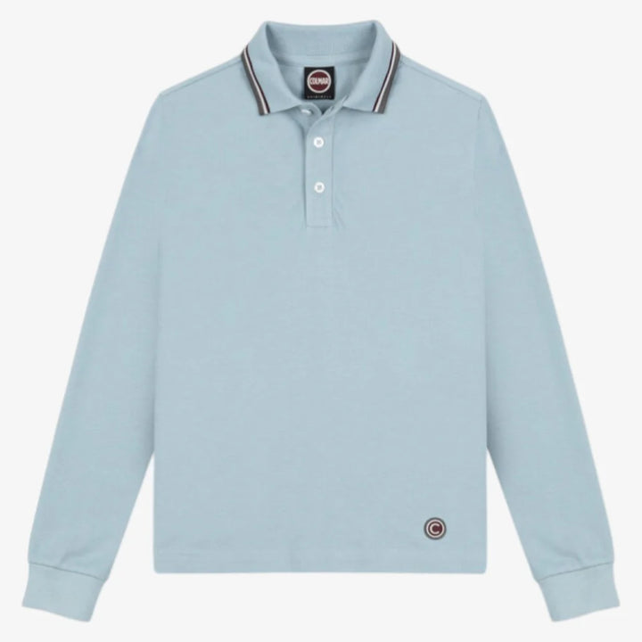 3592N POLO WITH THREE-COLORED LINES ON NECK AND STRIPES ON ARMHOLES - ANGELIC BLUE