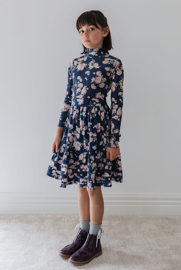 8190S-Lilac Floral Print Cord Skirt-Lilac Floral print