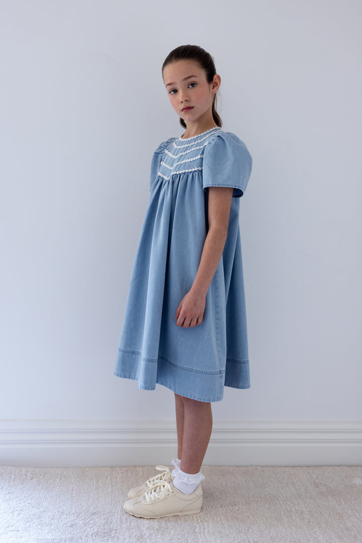 8211D-CHAMBRAY DAISY CHAIN DRESS