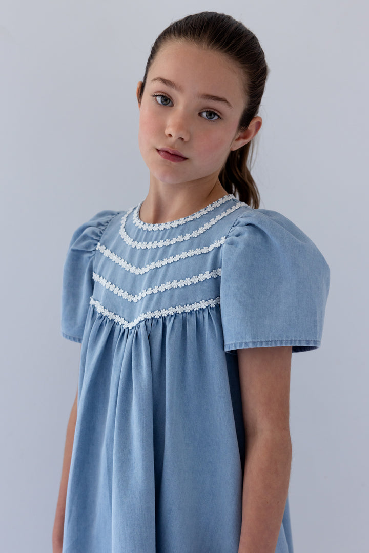 8211D-CHAMBRAY DAISY CHAIN DRESS