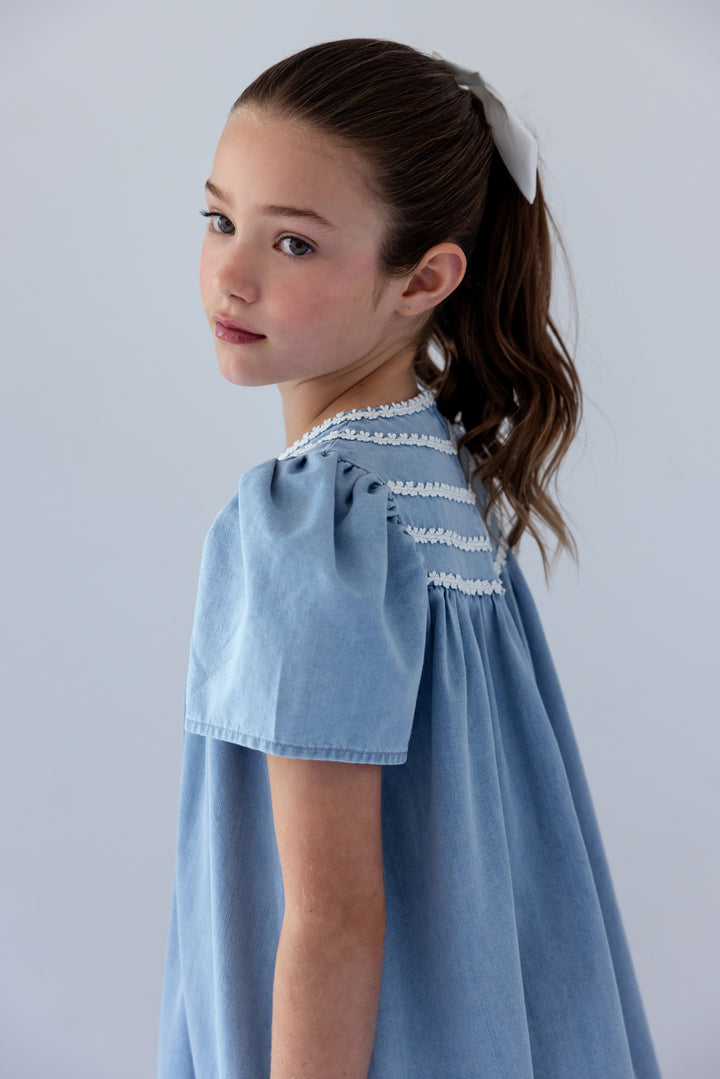8211D-CHAMBRAY DAISY CHAIN DRESS